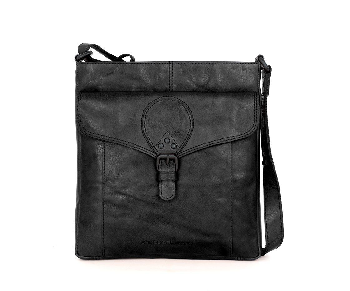 Leather Crossbody Bag - Millie - Black