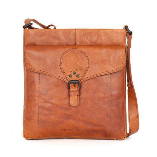vooraanzicht leren crossbodytas - millie - brandy cognac