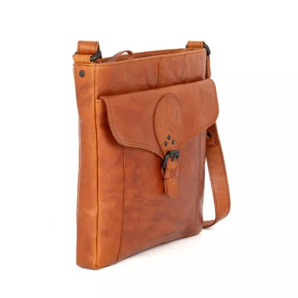 zijaanzicht leren crossbodytas - millie - brandy cognac