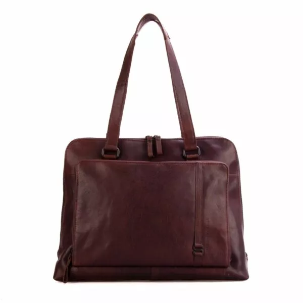 Leren Laptop Schoudertas - Shiloh - Donkerbruin