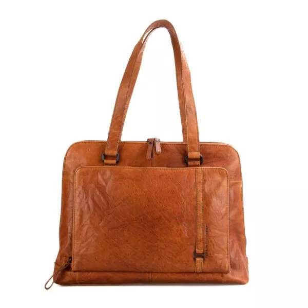 Leren Laptop Schoudertas - Shiloh - Brandy