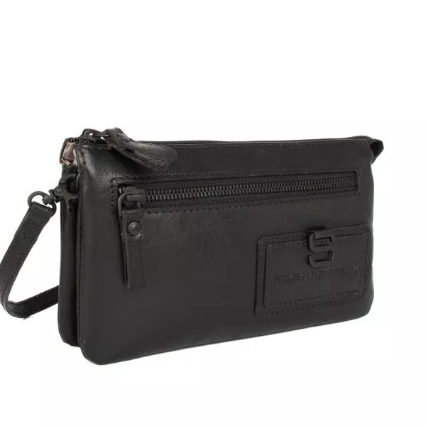 Leren Crossbodytas / Clutch - Alma - Zwart