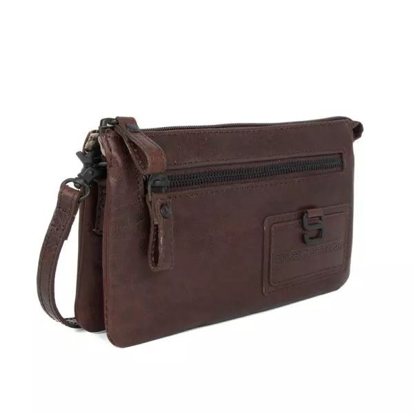 Leren Crossbodytas / Clutch - Alma - Donkerbruin