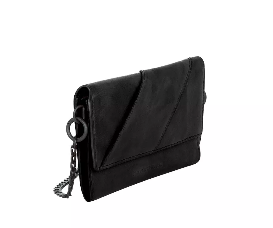 Leren Mini Crossbody / RFID Wallet - Flower - Zwart - Afbeelding 5