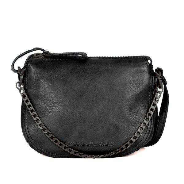 Leren Mini Crossbodytas - Delaine - Zwart