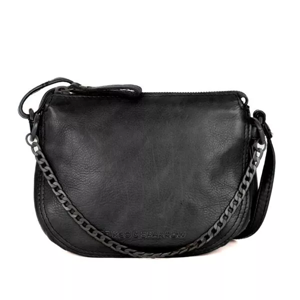 Leren Mini Crossbodytas - Delaine - Zwart