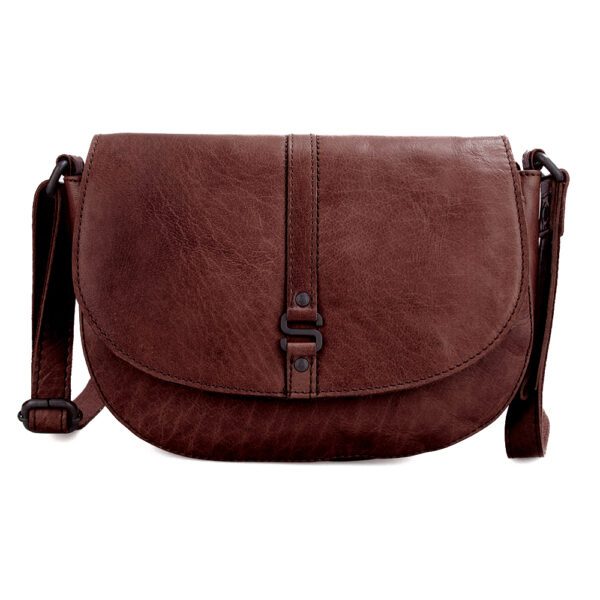 Leren Crossbodytas met klep - Dakota - Donkerbruin