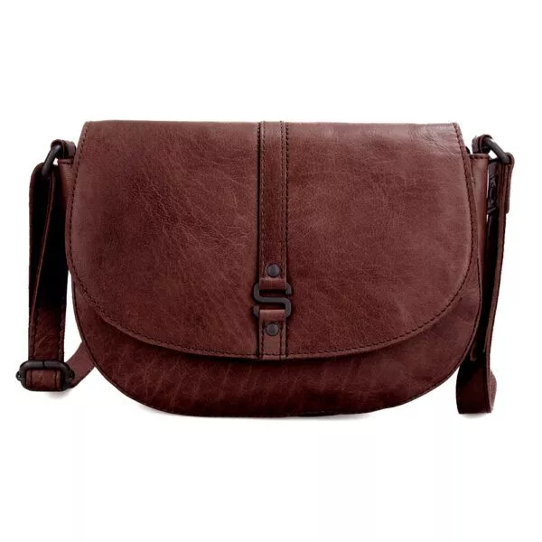 Leren Crossbodytas met klep - Dakota - Donkerbruin
