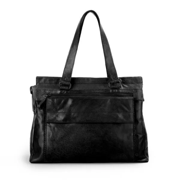 Leren Laptop Schoudertas - Yosemite - Zwart