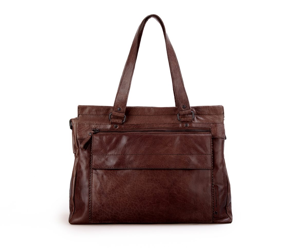 Leather Laptop Bag/Shoulder Bag - 15.6 inch - Yosemite - Dark Brown