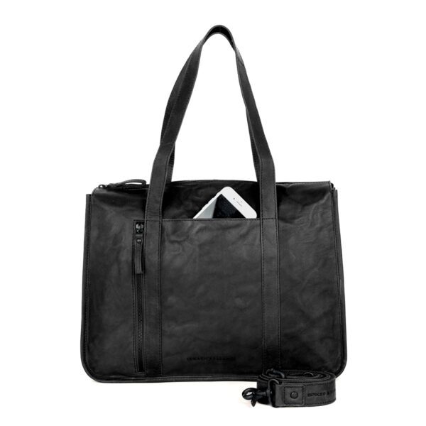 Leren Laptop / Schoudertas - Catrenia - Zwart