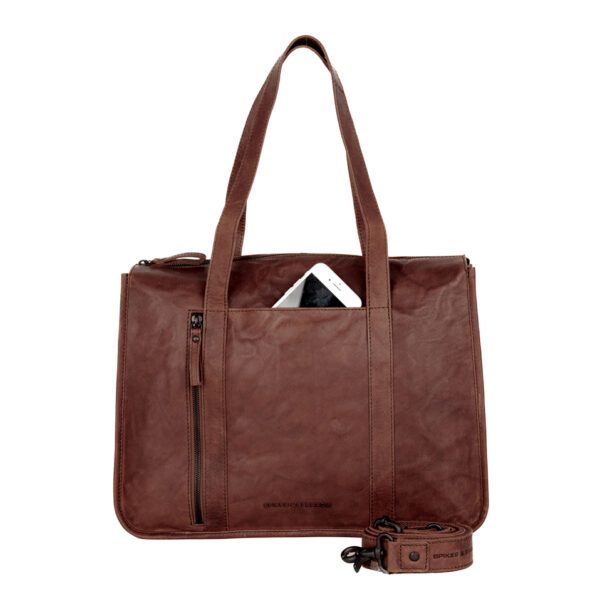 Leren Laptop / Schoudertas - Catrenia - Donkerbruin