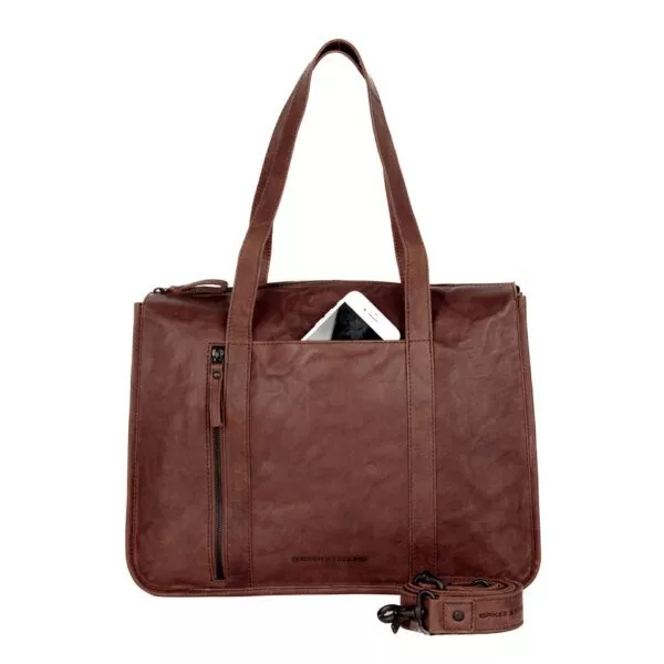 Leren Laptop / Schoudertas - Catrenia - Donkerbruin