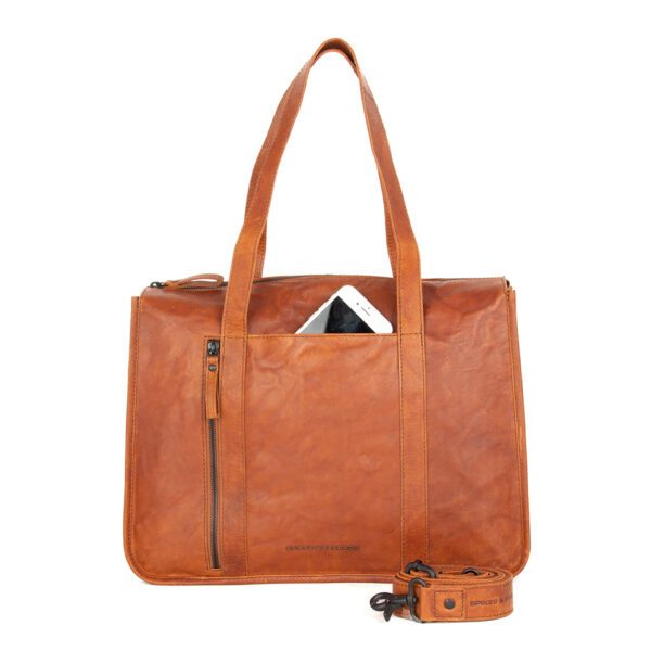 Leren Laptop / Schoudertas - Catrenia - Brandy Cognac