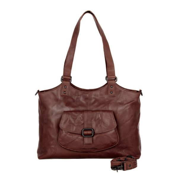Leren Laptop / Schoudertas - Kalynn - Donkerbruin