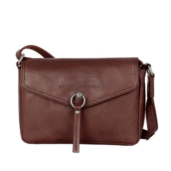 Leren Crossbodytas met klep - Emmalyn - Donkerbruin