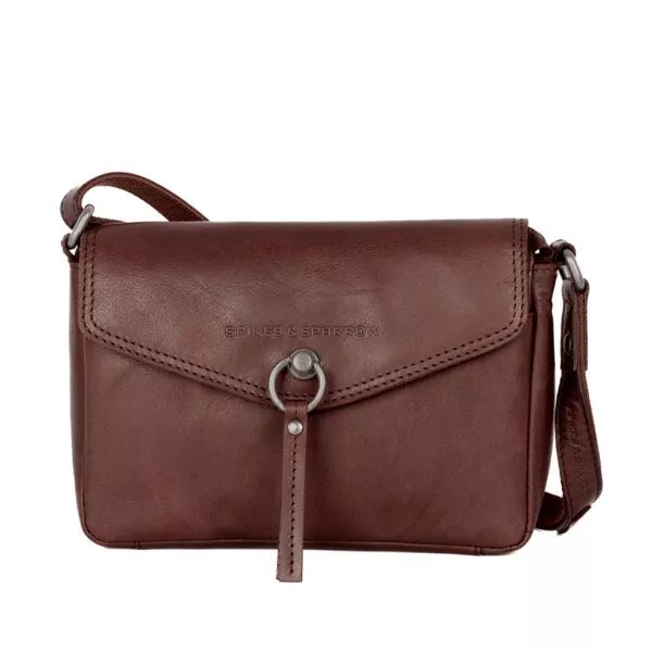 Leren Crossbodytas met klep - Emmalyn - Donkerbruin