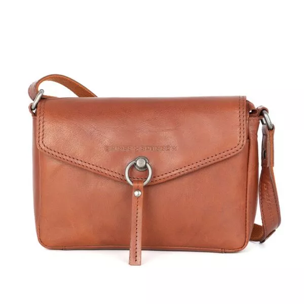 Leren Crossbodytas met klep - Emmalyn - Brandy