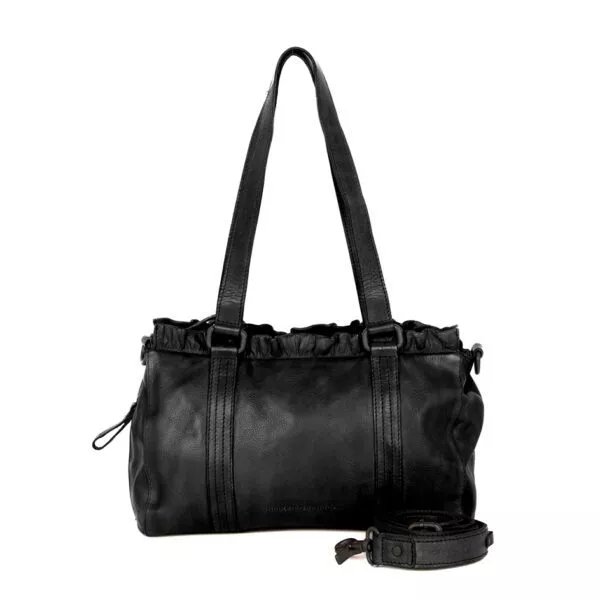 Leren Schoudertas - Janetta - Zwart