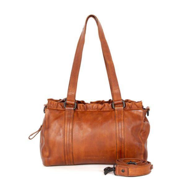 Leren Schoudertas - Janetta - Brandy Cognac