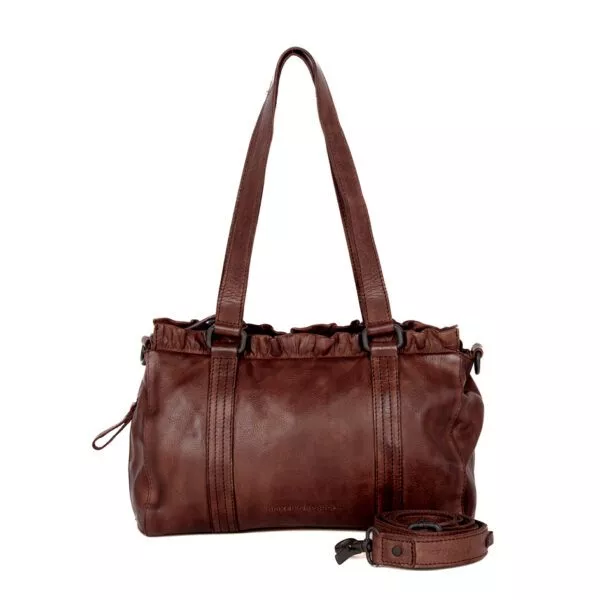 Leren Schoudertas - Janetta - Donkerbruin