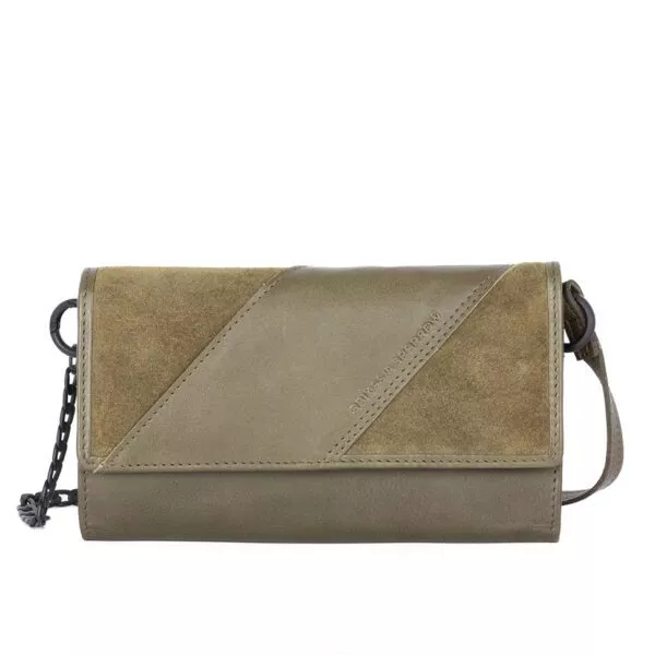 Leren Mini Crossbody / RFID Wallet - Flower - Groen