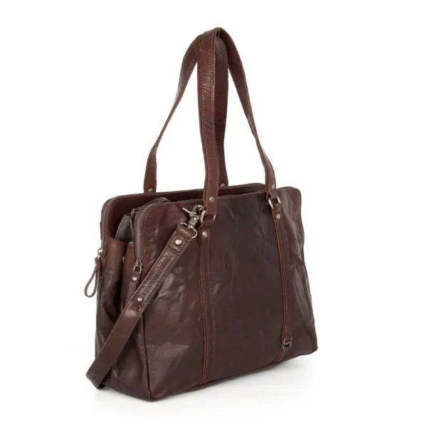 Leren Laptoptas / Schoudertas - Kansas - Donkerbruin