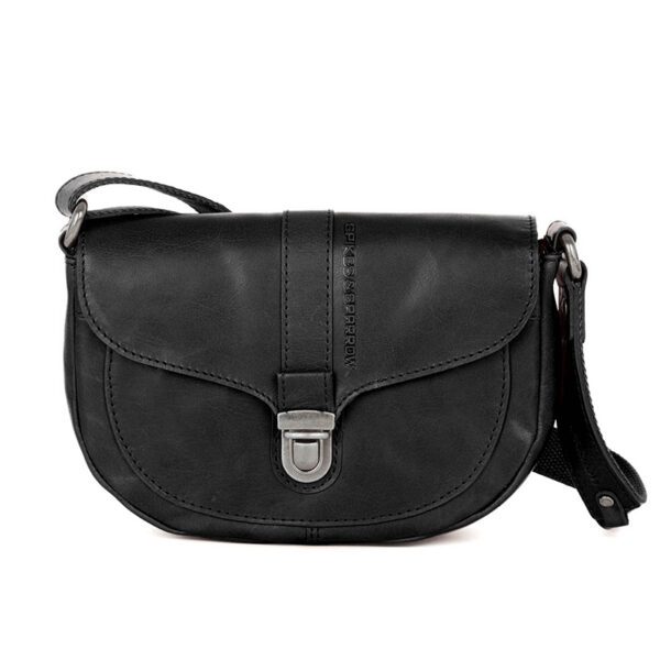 Leren Crossbodytas met klep - Iris - Zwart
