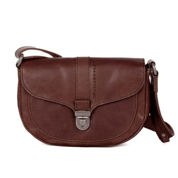 Leren Crossbodytas met klep - Iris - Donkerbruin
