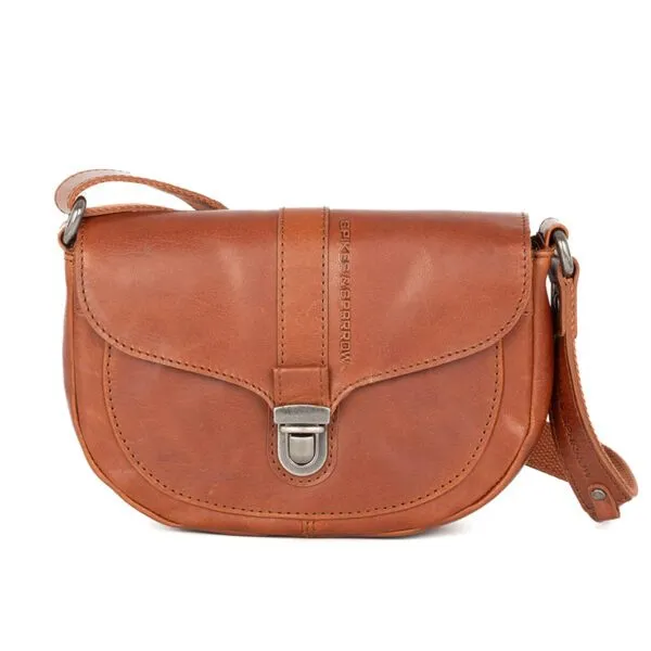 Leren Crossbodytas met klep - Iris - Brandy Cognac