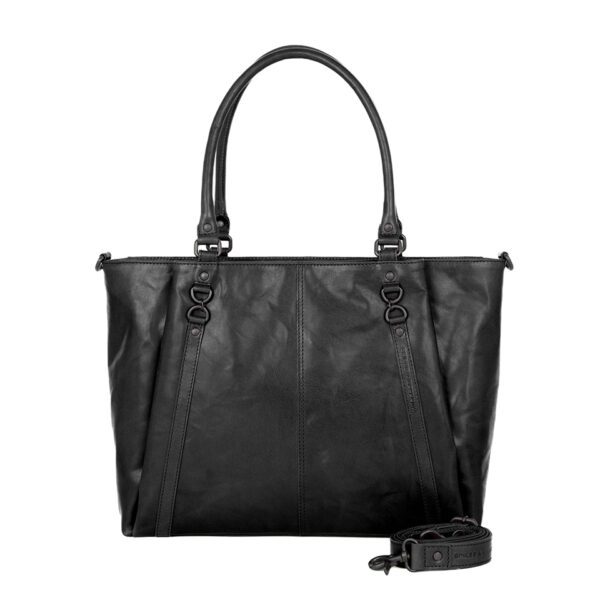 Leren Laptop Schoudertas - 15.6 inch - Dominique - Zwart