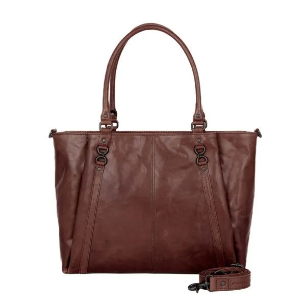 Leren Laptop Schoudertas - 15.6 inch - Dominique - Donkerbruin