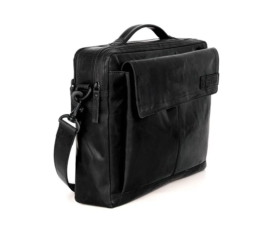 Leren Laptoptas - 15.6 inch - Henry - Zwart - Afbeelding 3