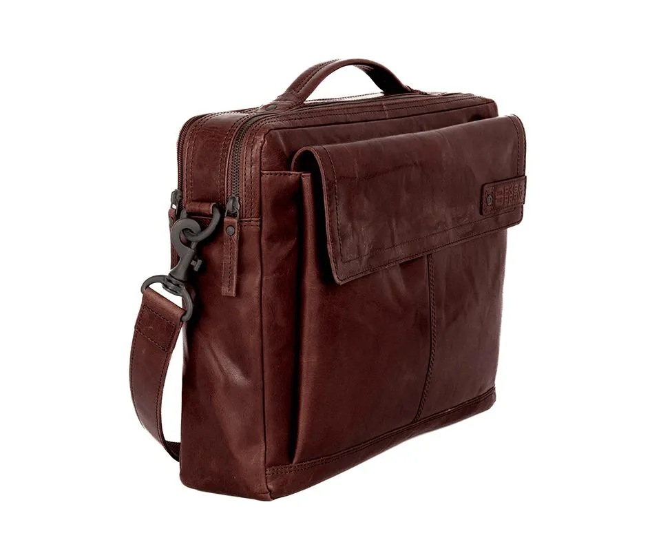 Leren Laptoptas - 15.6 inch - Henry - Donkerbruin - Afbeelding 3
