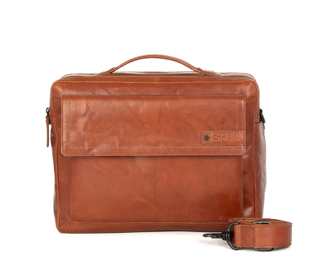 Leren Laptoptas - 15.6 inch - Henry - Brandy Cognac - Afbeelding 8