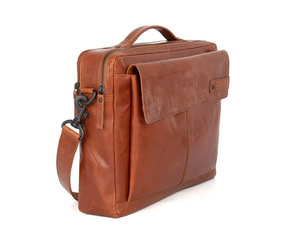 Leren Laptoptas - 15.6 inch - Henry - Brandy Cognac - Afbeelding 3