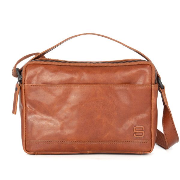 Leren Crossbodytas - Randell - Brandy Cognac