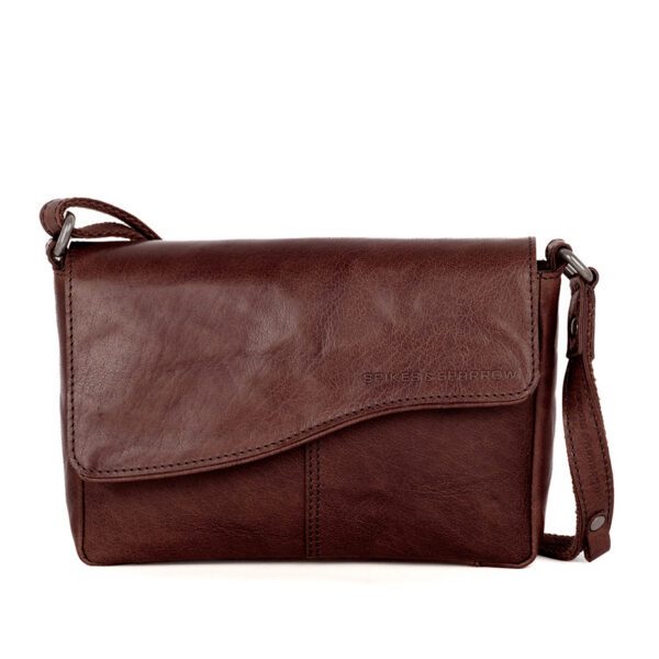 Leren Crossbodytas met klep - Robine - Donkerbruin
