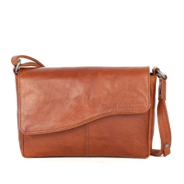Leren Crossbodytas met klep - Robine - Brandy Cognac