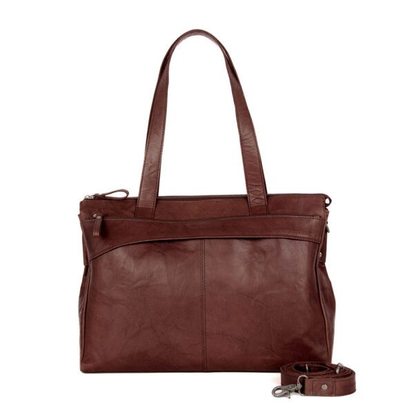 Leren Laptop Schoudertas - 15.6 inch - Yasmijn - Donkerbruin