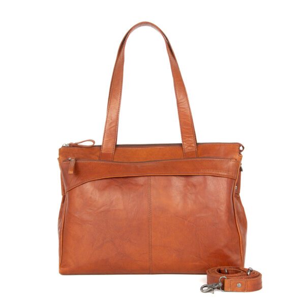 Leren Laptop Schoudertas - 15.6 inch - Yasmijn - Brandy Cognac