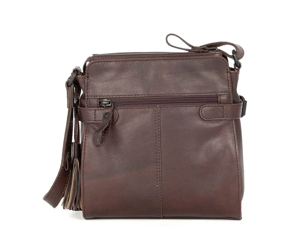 Leren Crossbodytas - Jolinda - Donkerbruin - Afbeelding 3