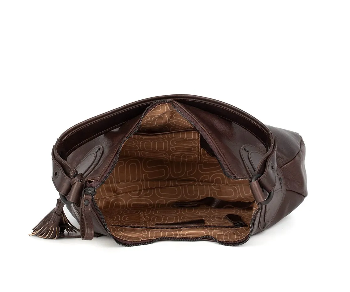 Leren Schoudertas - Anne-Lou - Brandy Cognac - Afbeelding 5