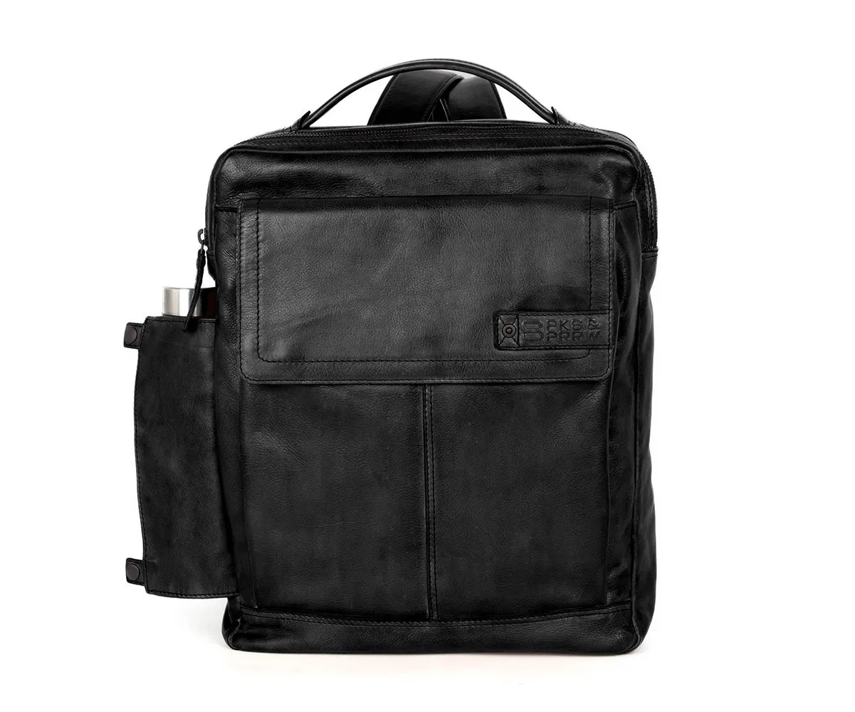 Leren Laptop Rugzak - 15.6 inch - Fred - Zwart