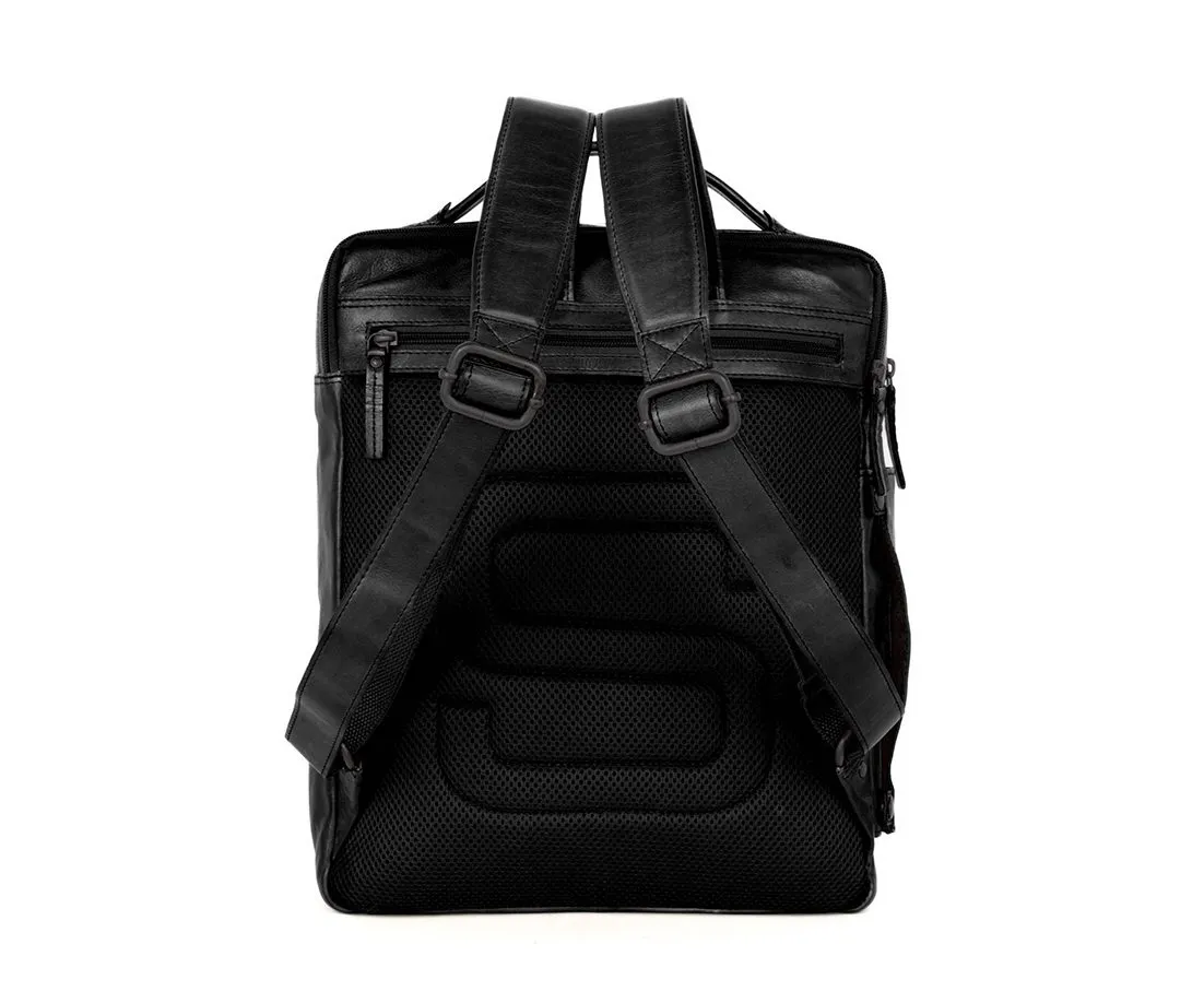 Leren Laptop Rugzak - 15.6 inch - Fred - Zwart - Afbeelding 3