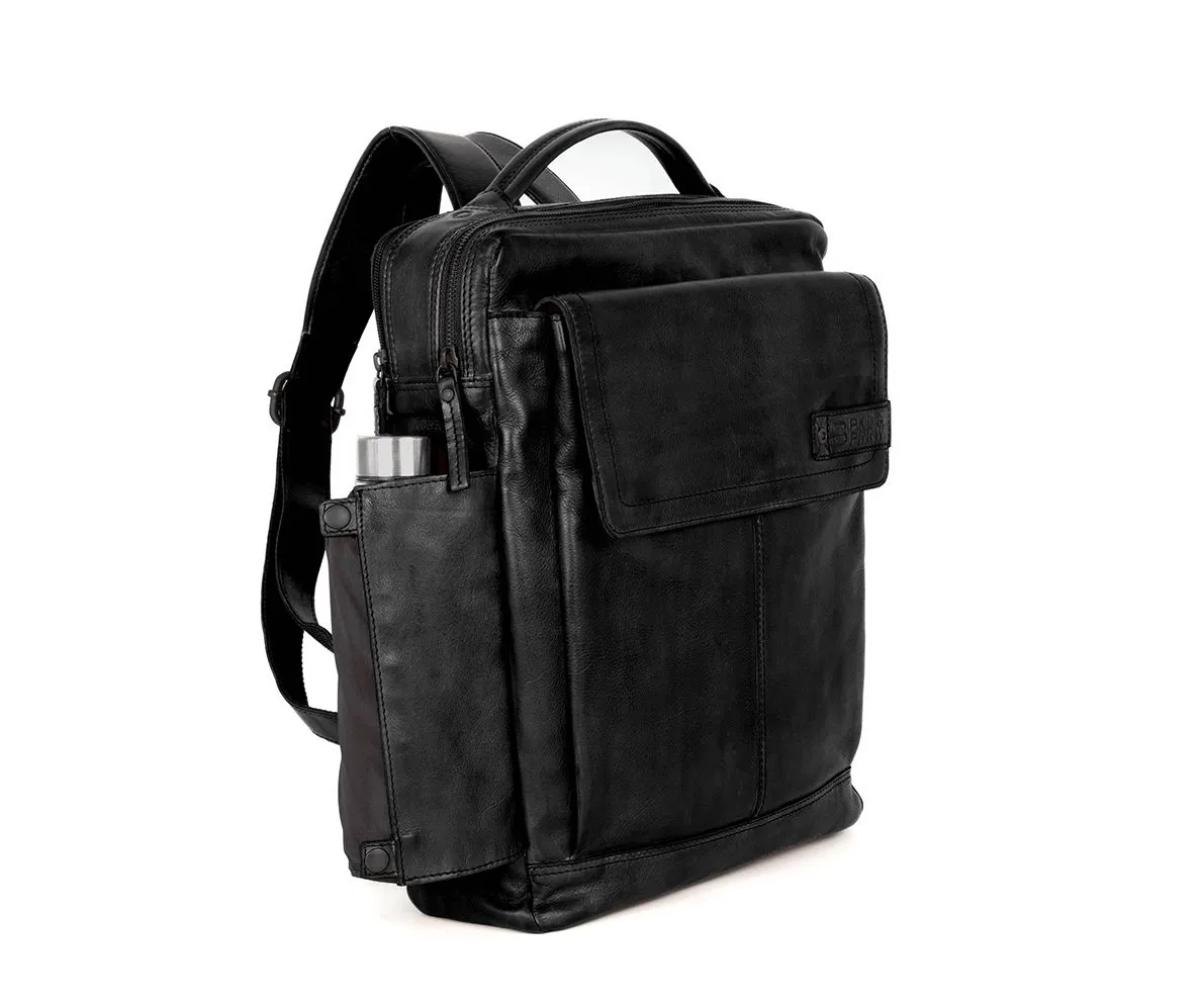 Leren Laptop Rugzak - 15.6 inch - Fred - Zwart - Afbeelding 6