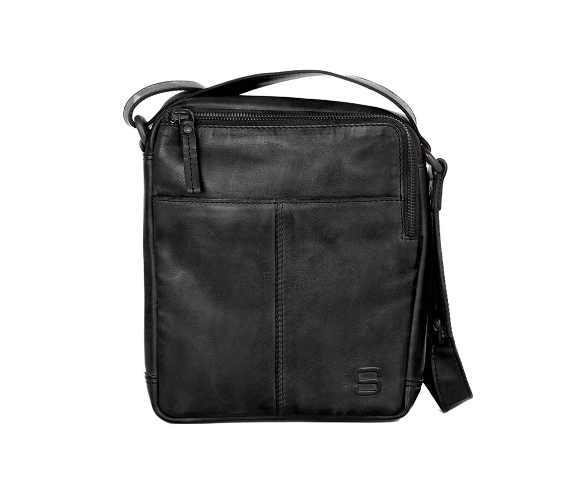Leren Crossbodytas - Moses - Zwart