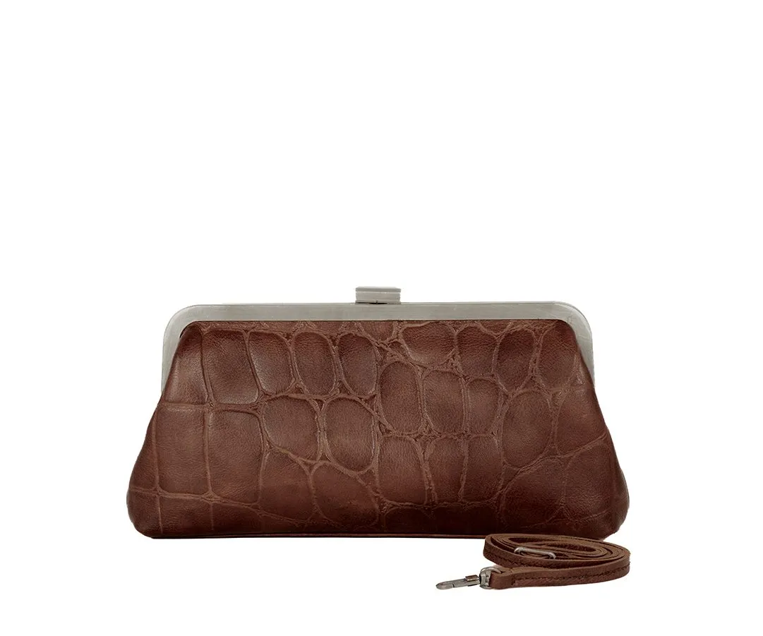 Leren Clutch - Cherice - Donkerbruin